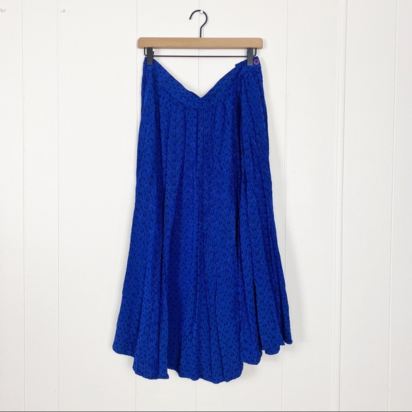 80’s Royal Blue Geometric Midi Skirt | Vintage - Picture 2 of 8